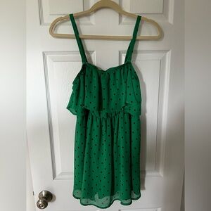 Torrid Size 2 Green and Black Polka Dot Tank Top